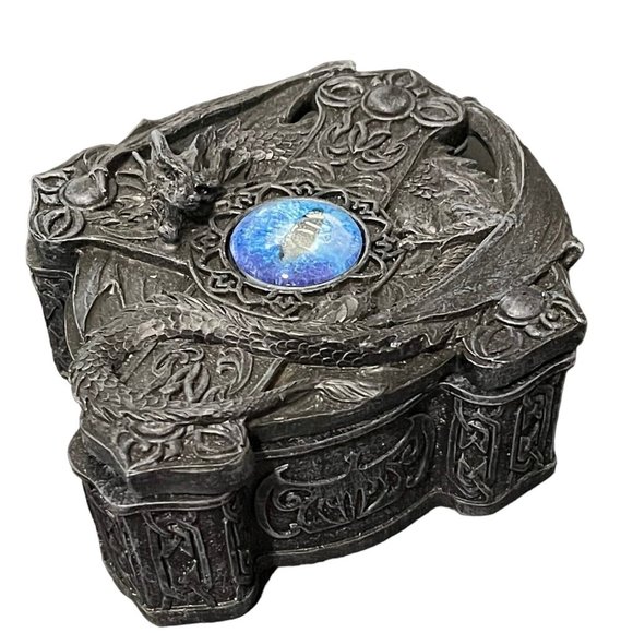 Unbranded Accents Dragon And Cross Jewelry Trinket Box Charcoal